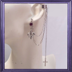 尤里（Yuri）標誌尤里（Yuri）尤里（Yuri）耶穌受難像十字架紫色紫色一隻耳朵可以更改耳套和耳環/耳環！ 第1張的照片