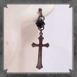 石十字架十字架黑色 可改為黑色耳環/耳環 第3張的照片