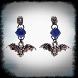 蝙蝠蝙蝠雙耳耳環 藍色哥德式 哥德蘿莉龐克V系列 第1張的照片