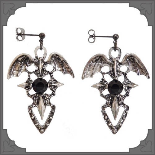 羽根 十字架 クロス 大きい ピアス/イヤリング 黒 ゴシック パンク アクセサリー ハロウィン コスプレ ピアス（その他）  アクセサリーRose＆Cross 通販 7773779｜Creema(クリーマ)
