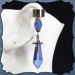 水滴十字交叉藍色耳夾耳夾耳夾哥德蘿莉龐克配件 第1張的照片