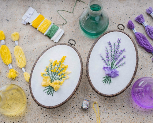 ミモザ・ラベンダー花刺繍製作キット_【大枠】_A.F.E 12
