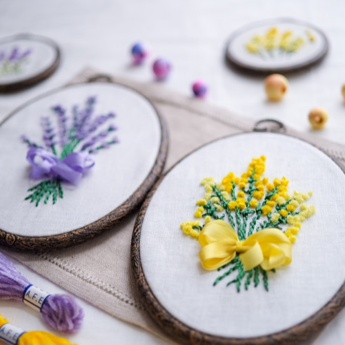 ミモザ・ラベンダー花刺繍製作キット_【大枠】_A.F.E 12