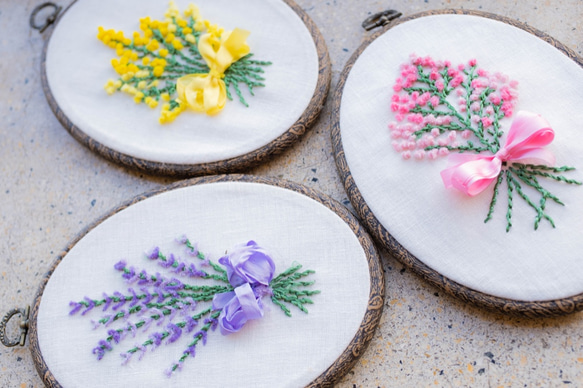 カリフォルニアローズの花刺繍制作キット【大枠】_A.F.E 11  〜大きな刺繍額に 7枚目の画像