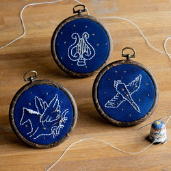 星座シリーズ【白鳥座】の刺繍制作キット〜暗闇で輝く蓄光糸で作る簡単刺繍キットです 10枚目の画像