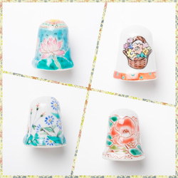 九谷焼シンブル（kutani thimble) 花詰め合わせ　4種類+お好きなタッセルを一つ 1枚目の画像