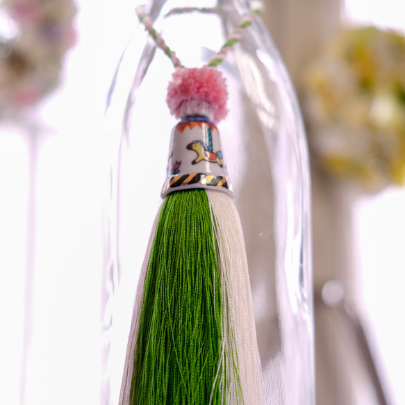 九谷焼タッセル　テーマ　新緑　〜伝統工芸品で作るあなただけのタッセル〜　インテリア装飾に 3枚目の画像