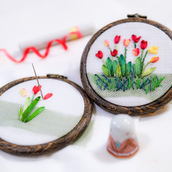 ❤️チューリップの花の刺繍製作キット_A.F.E 04  〜シルクリボンで簡単に刺繍できる花刺繍シリーズ〜 8枚目の画像