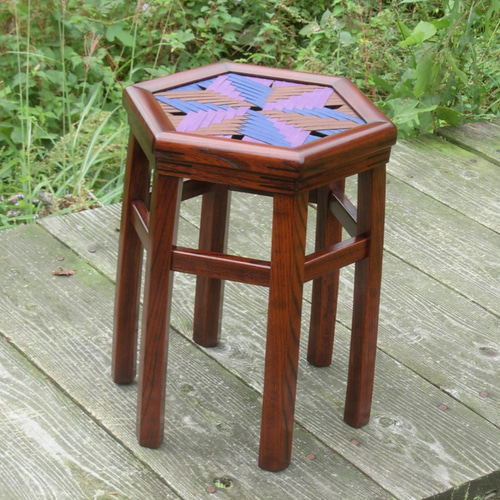 六角真田紐編み座スツール 椅子（チェアー）・スツール 山乃井木工房