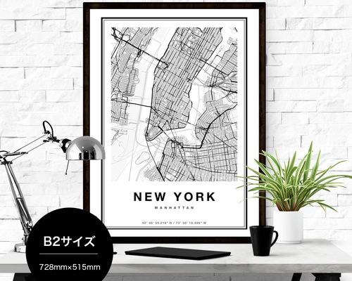 ポスター B2 ニューヨーク NY モノトーン おしゃれ 北欧
