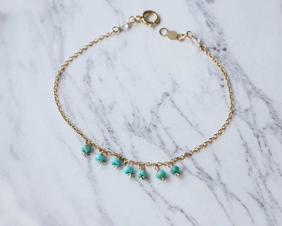 14kgfスリーピングビューティーターコイズブレスレット 14kgf