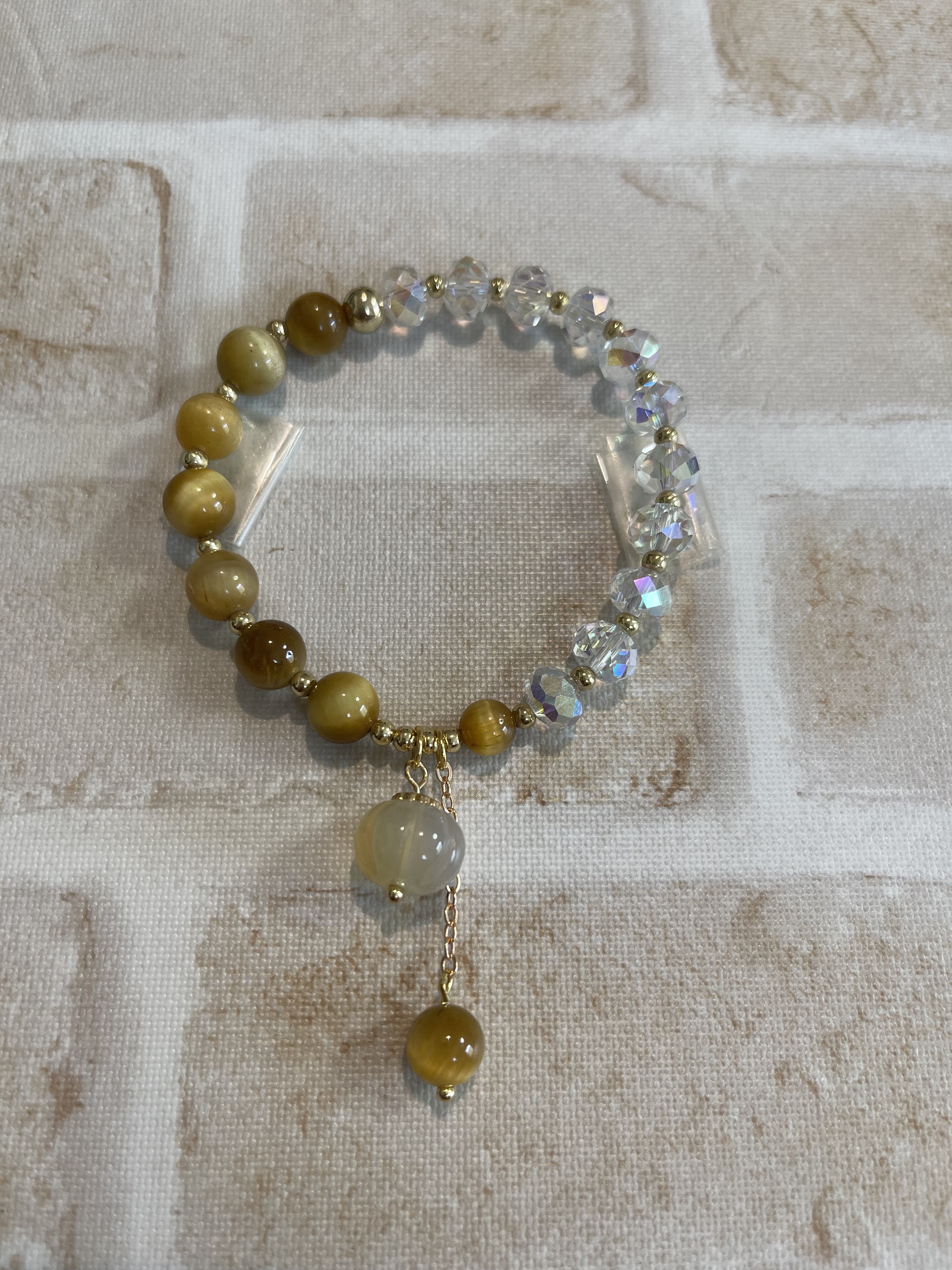 天然石　ゴールデンタイガーアイ　水晶　ブレスレット　1点もの 4,904円