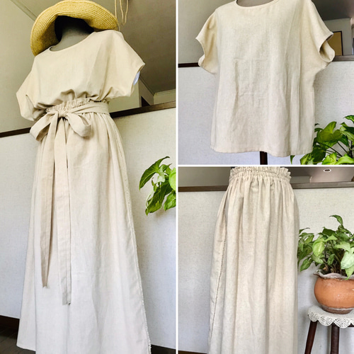 再販 春夏【オーダー】夏の定番 生成り色 ナチュラル ハーフリネン 