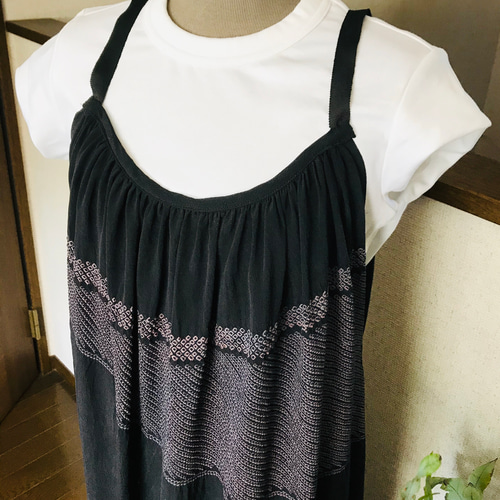 個性の際立つ 兵児帯リメイク 着物リメイク兵児帯キャミワンピース