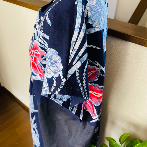 着物リメイク　浴衣からギャザーワンピース❣️ 着物リメイク 浴衣のギャザーワンピース /M〜L ワンピース