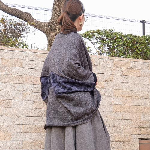 お値下げ＊2way反転＊ラフ感ある大人の羽織り＊アーガイル柄切り替え