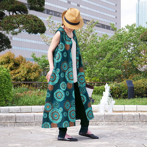 オリジナル生地*着丈2展開*羽織としても◎サークルフラワー オリジナル生地*着丈2展開*羽織としても◎サークルフラワー