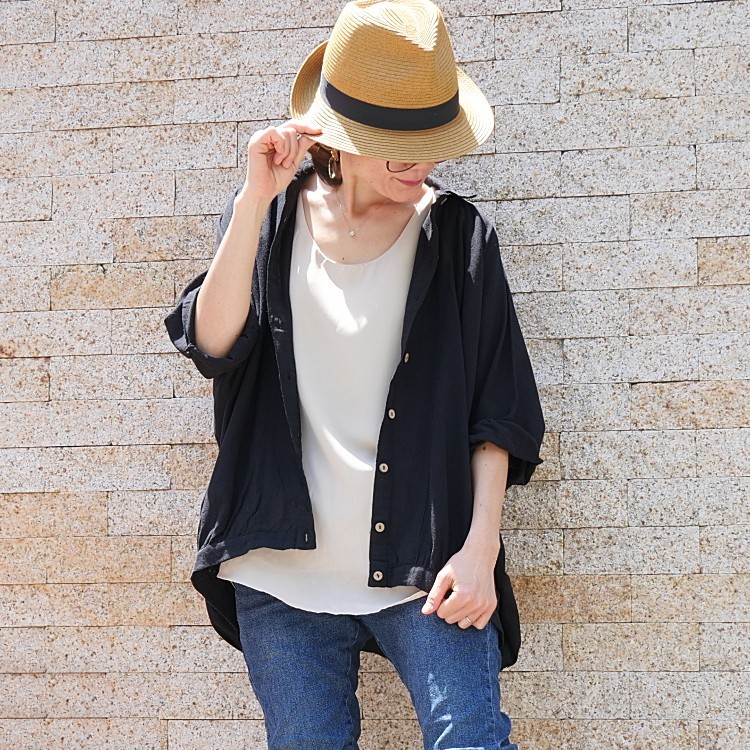 3/12再販×3＊夏の羽織としても◎着回し力抜群＊ドルマンシャツ＊ゆったりトップス＊カーディガン＊薄手＊ブラック