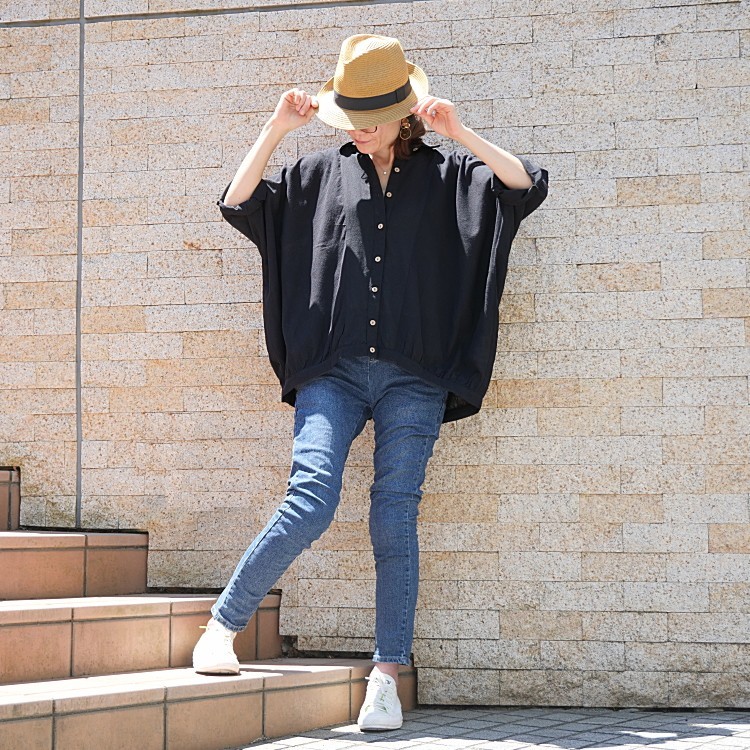 3/12再販×3＊夏の羽織としても◎着回し力抜群＊ドルマンシャツ＊ゆったりトップス＊カーディガン＊薄手＊ブラック