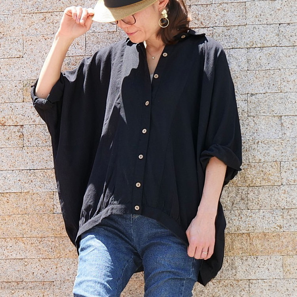 再次上架 x 3 * 非常適合夏季外套 ◎ 非常適合混搭 * 蝙蝠袖襯衫 * 寬鬆上衣 * 開襟衫 * 薄款 * 黑色 第1張的照片