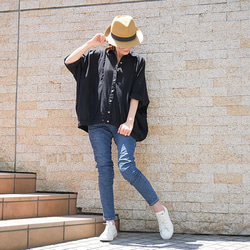 再次上架 x 3 * 非常適合夏季外套 ◎ 非常適合混搭 * 蝙蝠袖襯衫 * 寬鬆上衣 * 開襟衫 * 薄款 * 黑色 第5張的照片