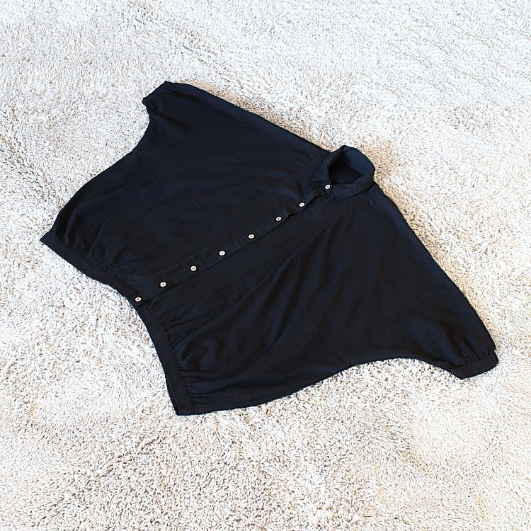 3/12再販×3＊夏の羽織としても◎着回し力抜群＊ドルマンシャツ＊ゆったりトップス＊カーディガン＊薄手＊ブラック