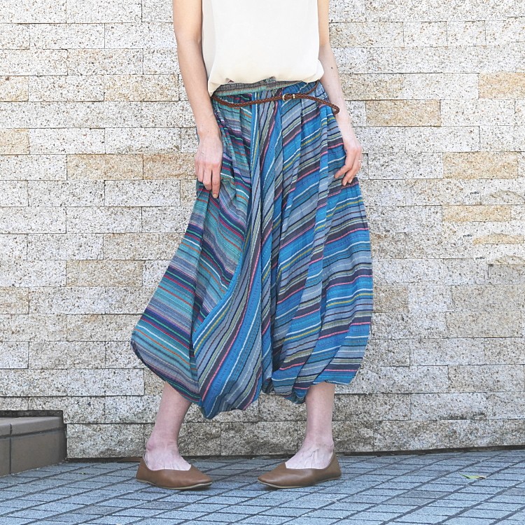 美品【プリーツプリーズ】2023年　変形　切り替え　サルエルパンツ　パープル