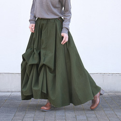 已售出 1,500 多件 *再次上架 x 6 次 [自由排列裙子] 一舉一動都展現美麗的輪廓 *圓形裙子 *綠色 第5張的照片