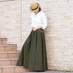 已售出 1,500 多件 *再次上架 x 6 次 [自由排列裙子] 一舉一動都展現美麗的輪廓 *圓形裙子 *綠色 第8張的照片