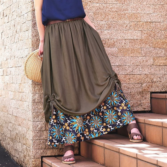 裾クシュクシュ＊変形ギャザーアレンジ＊レイヤード風デザイン