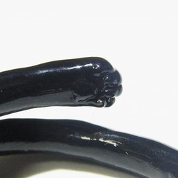 ふぐふぐねこ リング　ブラック　【クイールキャラメリゼ】猫　キャット　指輪　黒　ニャンコ　動物ハンドメイド2016 4枚目の画像