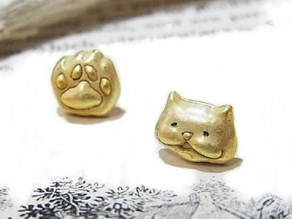 Paw Cat 耳環 [Quill Caramelized] Cat Accessory Punipuni Healing Ny 第1張的照片