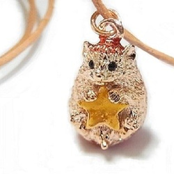 Ichibanboshi 皮革錶帶項鍊刺猬配飾搶奪星星【羽毛筆焦糖】人氣禮物溫馨森林動物 第1張的照片