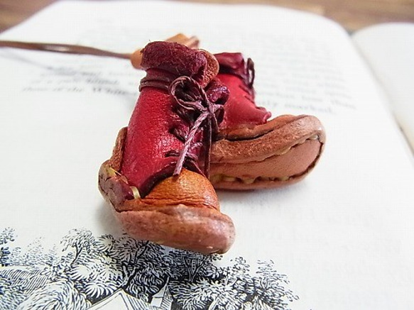 靴項鍊兒[由香守屋]牛皮皮鞋森林可愛的真兒的紅色蕾絲 第2張的照片