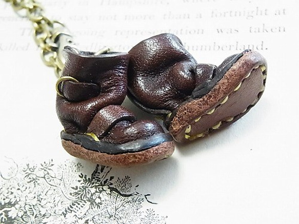 工程師靴子袋魅力布朗[由香守屋]牛皮鑰匙扣皮鞋森林可愛的侏儒實 第3張的照片