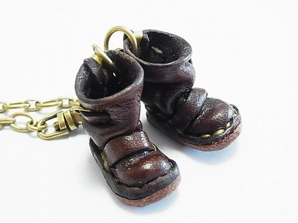 工程師靴子袋魅力布朗[由香守屋]牛皮鑰匙扣皮鞋森林可愛的侏儒實 第4張的照片