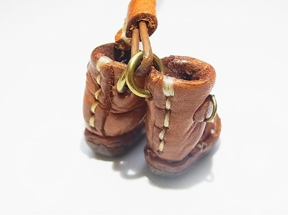 工程師靴項鍊兒童駱駝[由香守屋]牛皮鑰匙扣皮鞋森林可愛的真實 第3張的照片