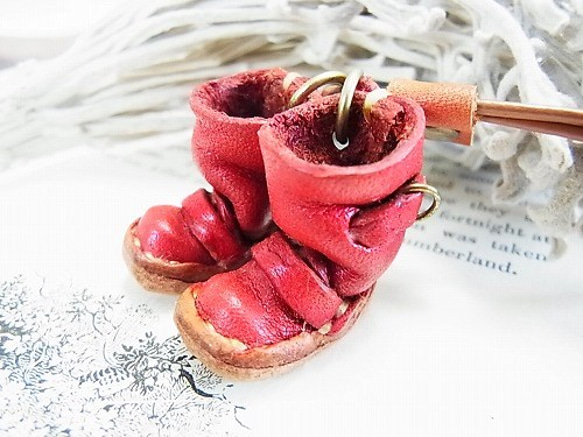 工程師靴項鍊紅矮星[由香守屋]牛皮鑰匙扣皮鞋森林可愛的真實 第1張的照片