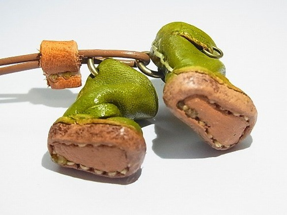 工程師靴項鍊兒童的卡其[由香守屋]牛皮鑰匙扣皮鞋森林可愛的真實 第3張的照片