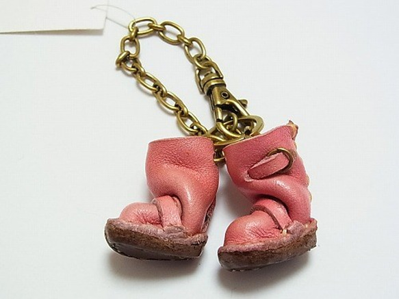 工程師靴子袋魅力櫻桃色[由香守屋]牛皮鑰匙扣皮鞋森林可愛的侏儒實 第3張的照片