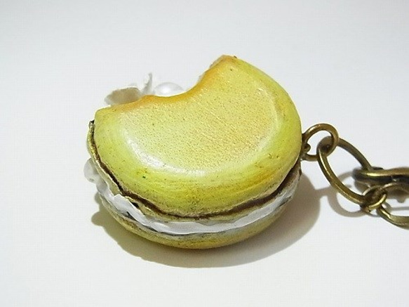 花杏仁餅乾袋魅力（黃色）[由香守屋]皮革皮具套房霜鑰匙扣 第5張的照片