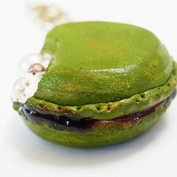 蛋白杏仁餅乾袋魅力綠茶[由香守屋]皮革皮具套房霜鑰匙扣 第3張的照片