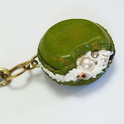 蛋白杏仁餅乾袋魅力綠茶[由香守屋]皮革皮具套房霜鑰匙扣 第4張的照片