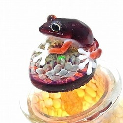 アロマポット Frog on a Mshuroom (台付き) 【 kengtaro / ケンタロー 】 カエル ガラス 3枚目の画像