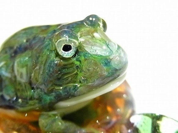 Belt frog 2 [kengtaro / Kentaro]葉子包裹的青蛙玻璃吊墜 第2張的照片