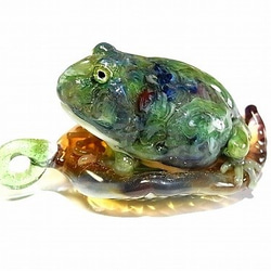 Belt frog 2 [kengtaro / Kentaro]葉子包裹的青蛙玻璃吊墜 第3張的照片