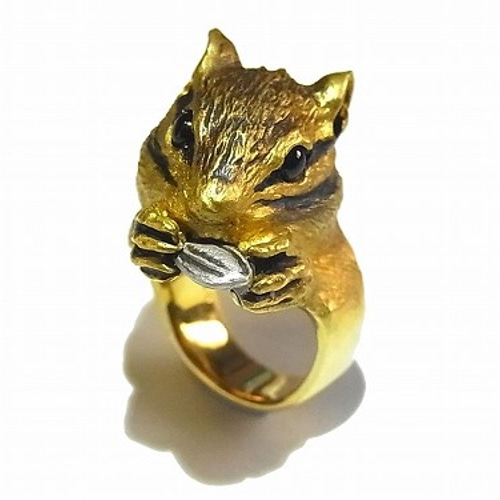 大きなシマリス リング (12号)(カラー：ゴールド) 【 DECO vienya