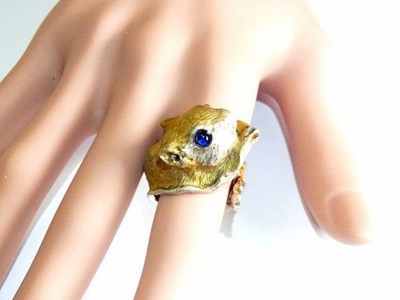 モモンガ リング (13号) 【 DECO vienya / デコ ヴィーニャ 】指輪　小動物　ハンドメイド　ゴールド 9枚目の画像