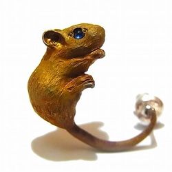 ネズミ　 ピアス（片耳） 【 DECO vienya / デコ ヴィーニャ 】鼠　小動物　シルバー　プレゼント　メンズ　 1枚目の画像