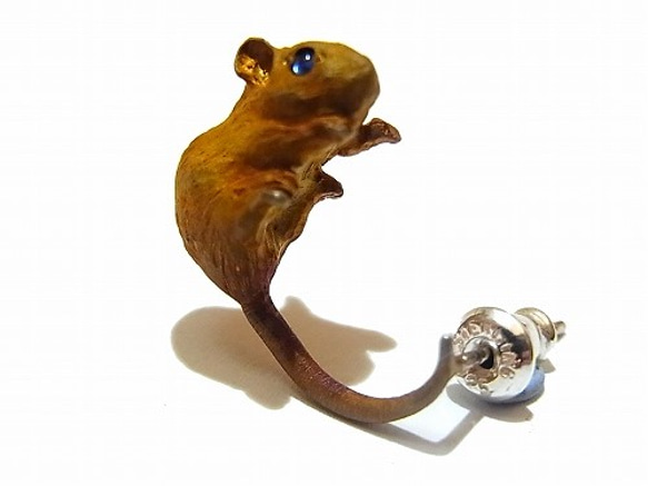ネズミ　 ピアス（片耳） 【 DECO vienya / デコ ヴィーニャ 】鼠　小動物　シルバー　プレゼント　メンズ　 3枚目の画像